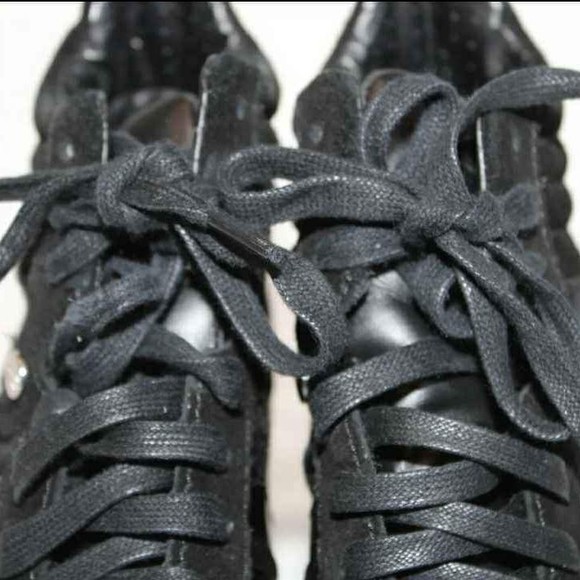 Coach Designer Alara 6.5 M Black Suede Signature Logo Wedge Sneakers - Picture 3 of 10